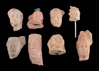 8 Egyptian Ptolemaic & Romano Pottery Head Fragments