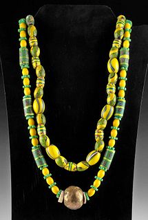19th C. Venetian / African Glass & Brass Bead Necklaces
