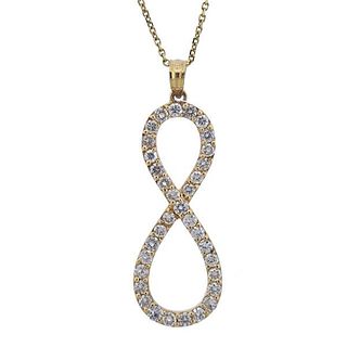 14K Gold Diamond Infinity Pendant Necklace