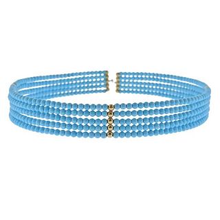 18k Gold Blue Bead Collar Necklace