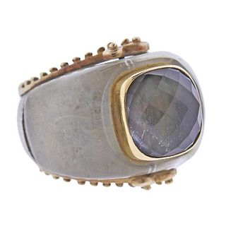 Maz 14k Gold Sterling Crystal Ring
