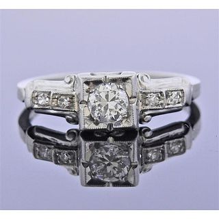 Midcentury Platinum Diamond Engagement Ring