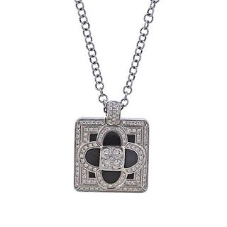 Leo Pizzo 18k Gold Diamond Onyx Pendant 14k Necklace