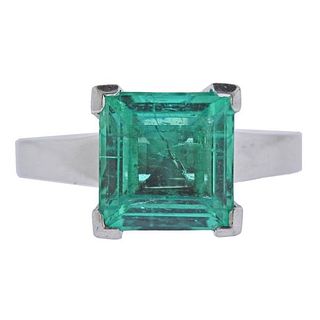 Certified 4.75ct Emerald 18k Gold Ring