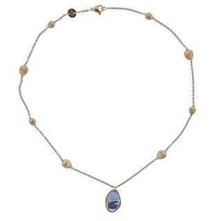 Marco Bicego 18k Gold Blue Topaz Pendant Necklace