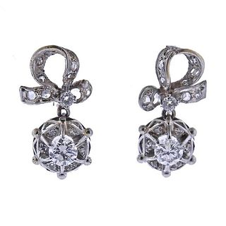 Midcentury 18k Gold Diamond Earrings