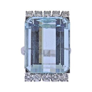 35ct Aquamarine 18k Gold Diamond Ring
