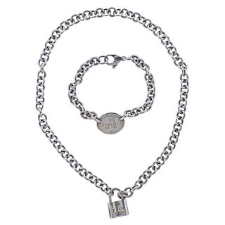 Tiffany &amp; Co Silver Return To  Padlock Charm Bracelet Necklace