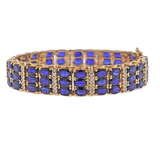 18k Gold Sapphire Diamond Bracelet