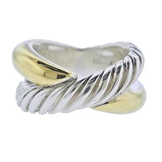 David Yurman 18k Gold Silver Crossover Ring