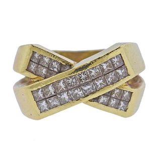 18k Gold  Diamond Crossover Ring