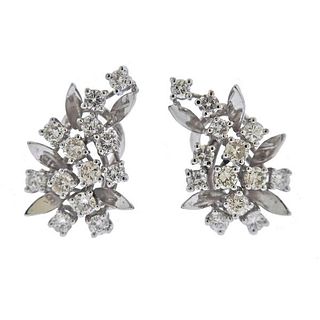 18k Gold Diamond Cluster Earrings