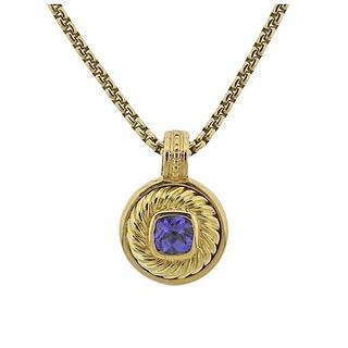 David Yurman 18k Gold Iolite Pendant Necklace