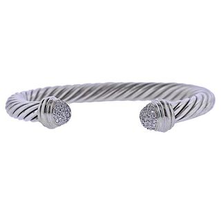 David Yurman Silver Diamond Cuff Bracelet