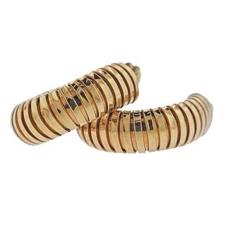 18k Gold Tubogas Style Hoop Earrings