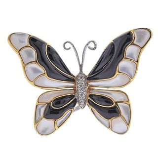 18k Gold Diamond MOP Onyx Butterfly Ring