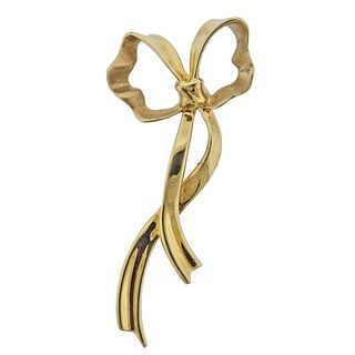 1980s Tiffany &amp; Co 18k Gold Bow Brooch Pin