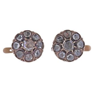 Antique 18k Gold Rose Diamond Earrings