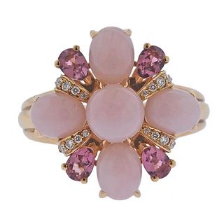 Chanel 18k Gold Diamond Opal Tourmaline Ring