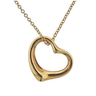 Tiffany &amp; Co Peretti 18k Gold Open Heart Pendant Necklace