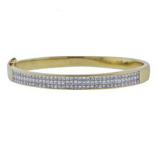 18k Gold Princess Diamond Bangle Bracelet