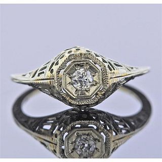 Art Deco 18k Gold Diamond Engagement Ring