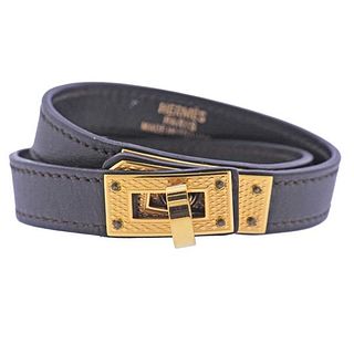 Hermes Base Metal Leather Bracelet