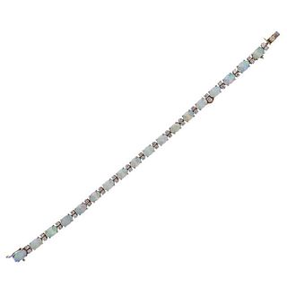 14K Gold Diamond Opal Bracelet