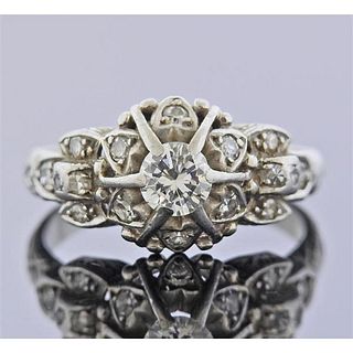 Midcentury Platinum Diamond Engagement Ring 