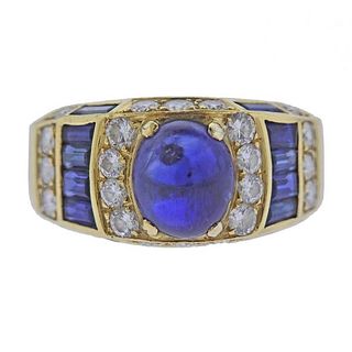 Fred Paris 18k Gold Diamond Sapphire Ring