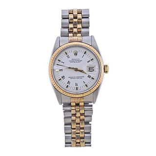 Rolex 1950s Datejust 18k Gold Steel Watch 6604