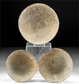 3 Late Byzantine Pottery Sgraffito Bowls - Sea Find