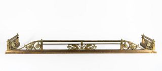 20TH C. NEOCLASSICAL-STYLE BRASS FIREPLACE FENDER
