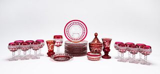 30PC RUBY-STAINED CUT-TO-CLEAR GLASS SET