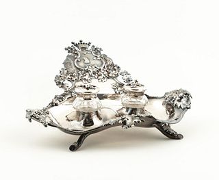 SWEDISH STERLING SILVER ARMORIAL INKSTAND, 1868