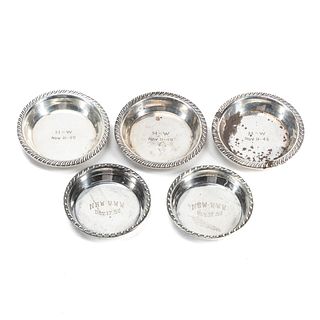 5 AMERICAN STERLING SILVER ENGRAVED NUT DISHES