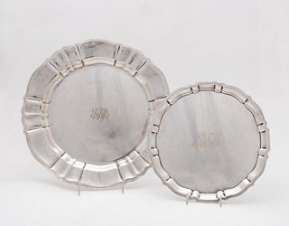 TWO GORHAM STERLING SILVER "CHIPPENDALE" TRAYS