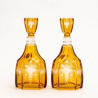 PR, LIDDED AMBER STAINED CUT TO CLEAR PERFUMES