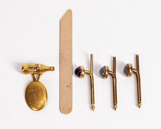 GROUP OF 5 14K YELLOW GOLD TUXEDO ACCESSORIES