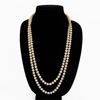 VINTAGE DOUBLE STRAND FAUX PEARL NECKLACE