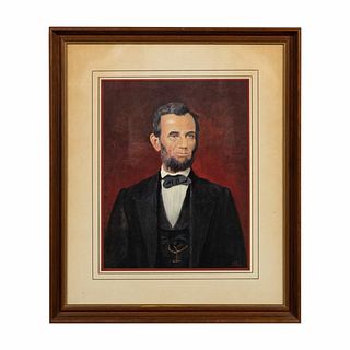 PRINT OF PAINTING OF LINCOLN BY EISENHOWER, FRAMED