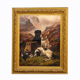 JOHN GIFFORD, "HUNTING DOGS" ENGLISH OIL PAINTING