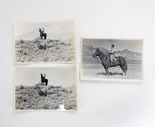 3 PC, PHOTOS OF NELL WOODRUFF ON HER HORSE "MAJOR"