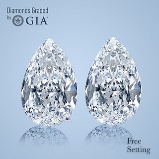 4.02 carat diamond pair Pear cut Diamond GIA Graded 1) 2.01 ct, Color F, VS1 2) 2.01 ct, Color E, VS2. Appraised Value: $146,900 