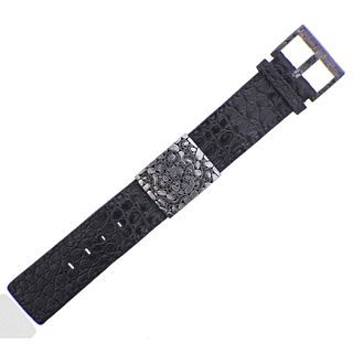 John Hardy Silver Black Spinel Leather Bracelet
