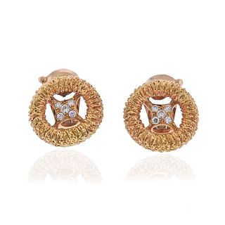 Van Cleef & Arpels 1960s 18k Gold Diamond Earrings