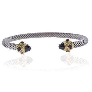 David Yurman Silver 14k Gold Garnet Bracelet