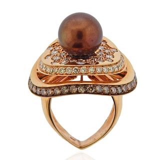 IO SI 18k Gold Fancy Diamond Pearl Ring
