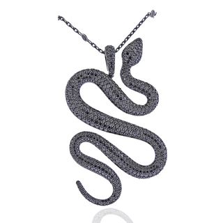 Messika 10.85ctw Black Diamond 18k Gold Snake Pendant Necklace