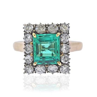 2.18ct Emerald Diamond Gold Ring